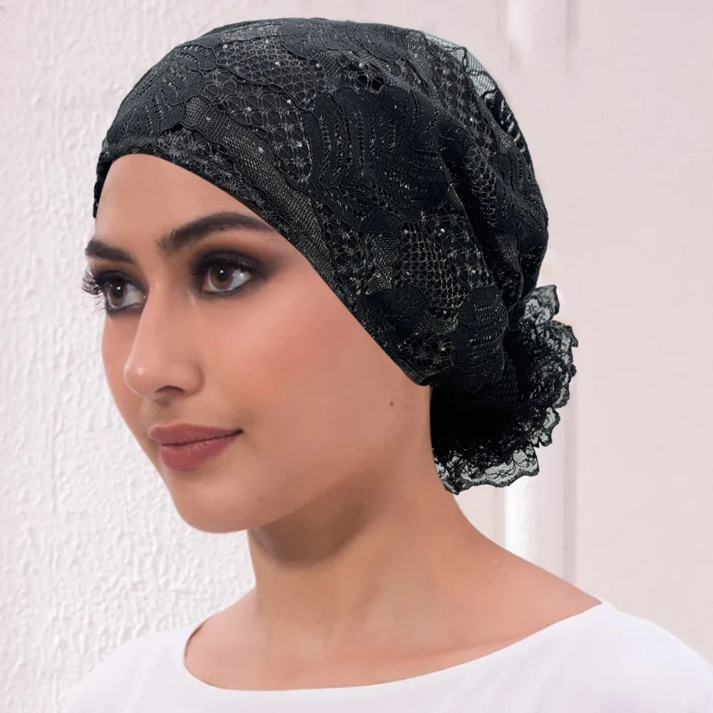 Embroidery Turban Cap for Women Summer Breathable Head Wraps Bonnet Muslim Under Scarf Hat Cancer Chemo Hats Turbante mujer