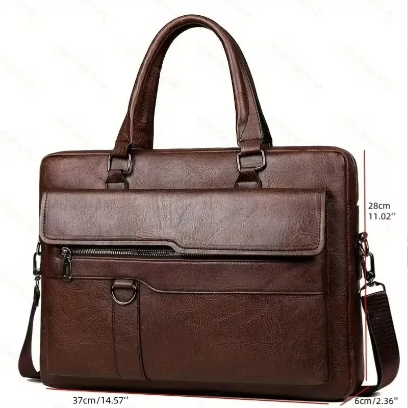 PU Business Briefcase - A Lightweight Cross-body Bag with Ample Capacity, Perfect for Daily Commuting.