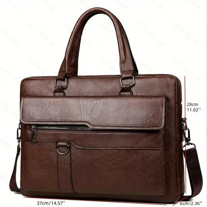 PU Business Briefcase - A Lightweight Cross-body Bag with Ample Capacity, Perfect for Daily Commuting.