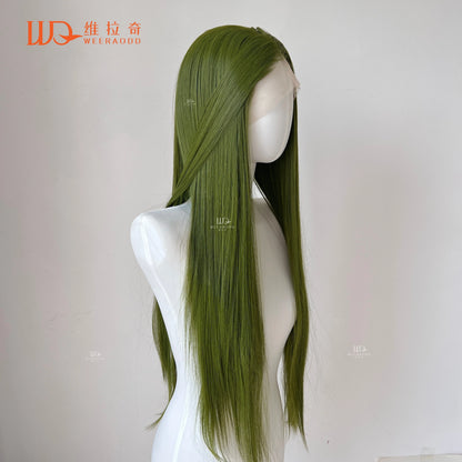 Green Lace Front Wigs for Fashion Women 26 Inches HD Straight 13*4 Natural Frontal Lace High Quality Synthetic for Cosplay