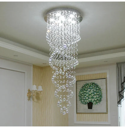 Spiral Crystal LED Ceiling Chandelier Light Bedroom Hall Living Room Suspension Lustre Corridor Staircase Hanging Lamp Fixture
