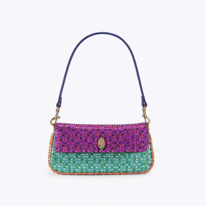 Luxury Pickle Shoulder Bag Women Famous Brand Rainbow Crystal-embellished Eagle Head Plaque Panelled Design Wristlet Evening Bag