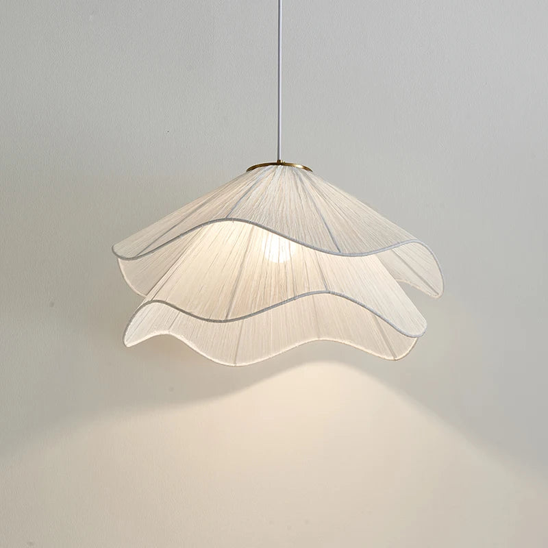Nordic Minimalist Wabi Sabi Creamy Wind Fabric Chandelier Living Dining Room Bedroom Pendant Lights Home Hanging Lamp Fixture