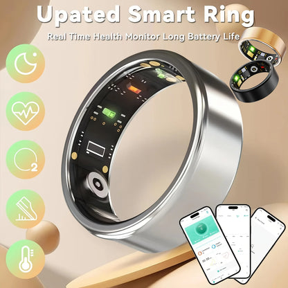 2026 Upgraded Smart Rings for Men Women, Health Monitoring Ring, Fitness Tracker with Sport Mode, Pedometer, Sleep, Step, IP68 Fitness Ring, Outdoor Activity Tracker Ring for Android for IPhone - Gifts for Him/Her