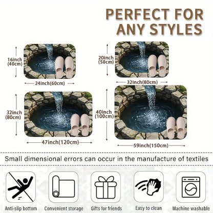 3D Waterfall Doormat for Entryways | Creative Floor Mats | Unique Home Entrance Decor Anti slip carpet can be machine washed