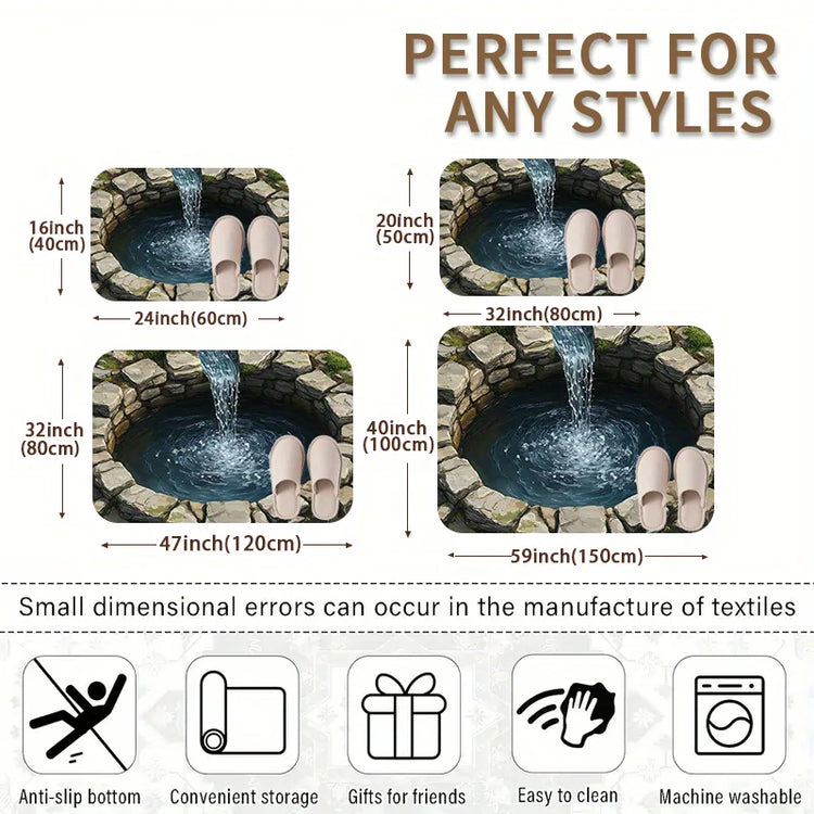 3D Waterfall Doormat for Entryways | Creative Floor Mats | Unique Home Entrance Decor Anti slip carpet can be machine washed