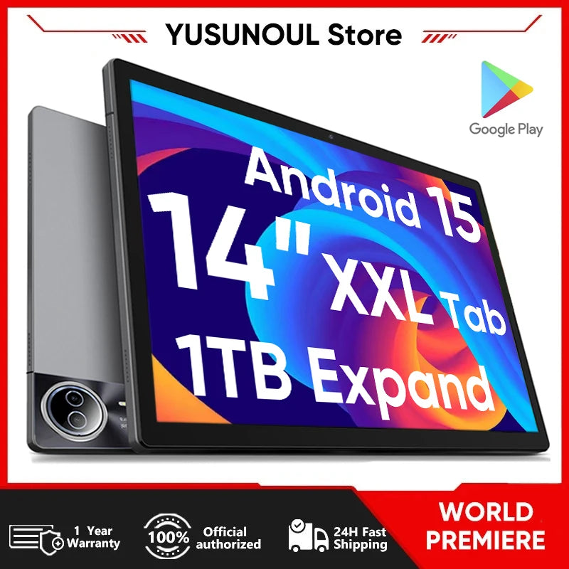 2026 High Defined Android 15 Tablet 14 inch Tablet PC 20GB 512GB 12900mAh Phone Call BT5.0 5G WiFi GPS Google Play Laptop Pads
