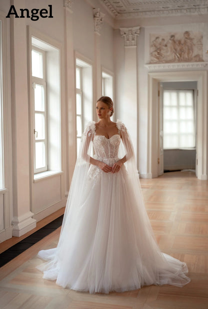 ANGEL Princess Lace Wedding Dresses 2026 Applique Luxury Long Bride Dress A-line Tulle Sexy Bridal Gown Vestidos De Novia Custom