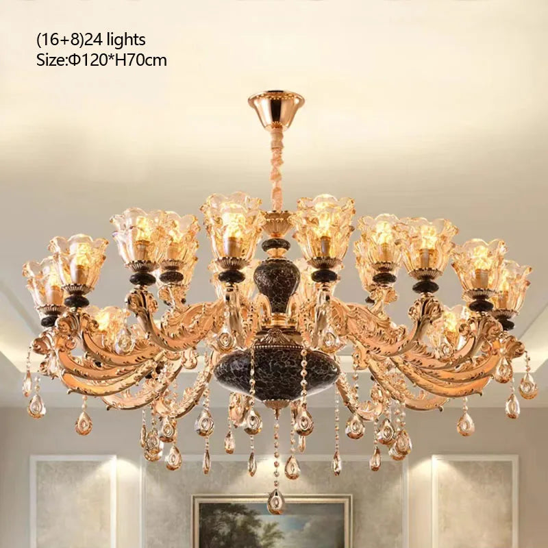 Luxury Lamp Dining Room Bedroom Decoration French Retro Chandelier Lighting Crystal Fixtures Chandelier Living Room Grand