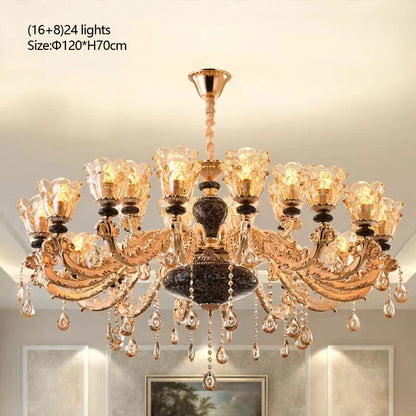 Luxury Lamp Dining Room Bedroom Decoration French Retro Chandelier Lighting Crystal Fixtures Chandelier Living Room Grand