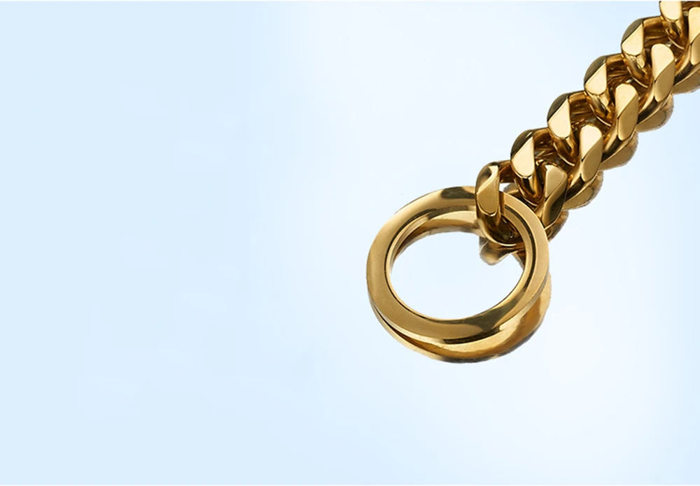 Heavy Duty 19mm Stainless Steel Dog Choke Chain Collar Pet Necklace Sliver 18K Gold Dog Cuban Link for Pit Bull Mastiff Bulldog