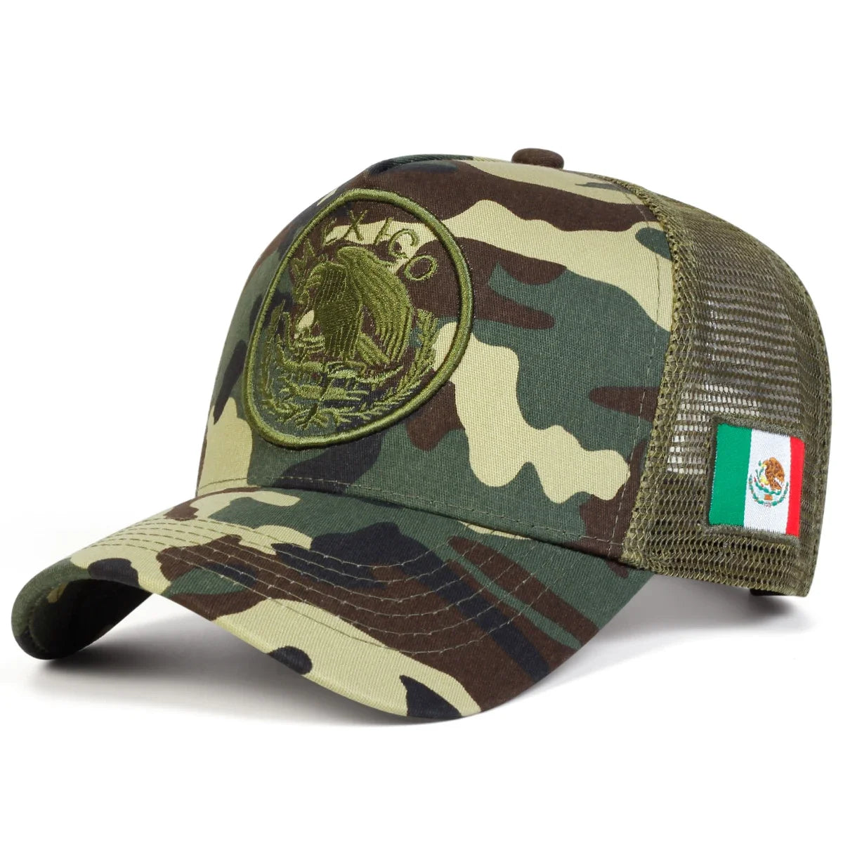 Unisex Mexican Flag Embroidery Baseball Net Caps Adjustable Casual Hats Spring and Summer Outdoor Sunscreen Hat