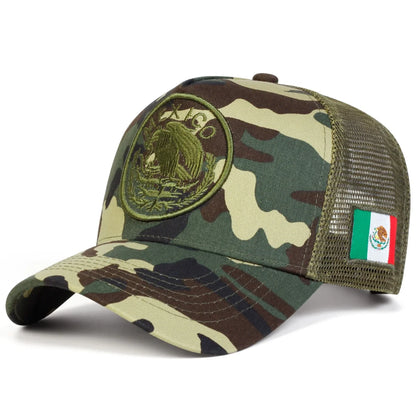 Unisex Mexican Flag Embroidery Baseball Net Caps Adjustable Casual Hats Spring and Summer Outdoor Sunscreen Hat