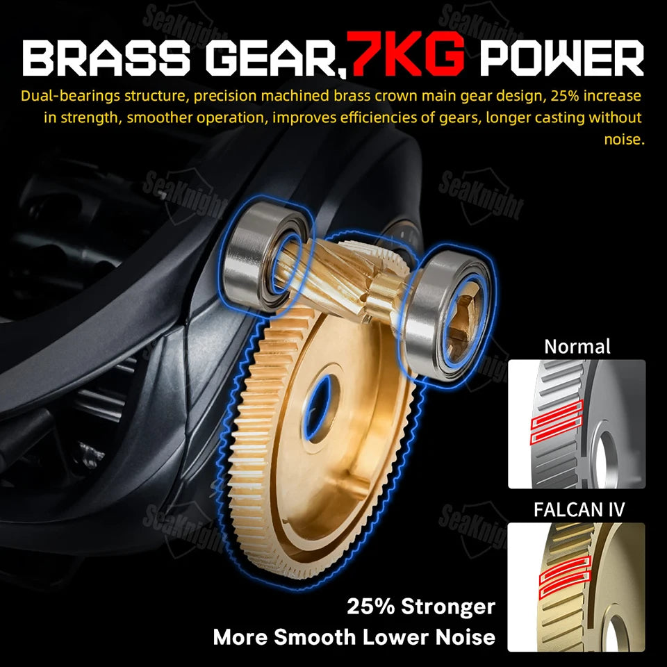 SeaKnight Brand FALCAN IV DC 8.1:1 Series Baitcasting 10+1BB Carbon Fiber Drag System 7kg/15lbs Brass Gear Power Fishing Reel