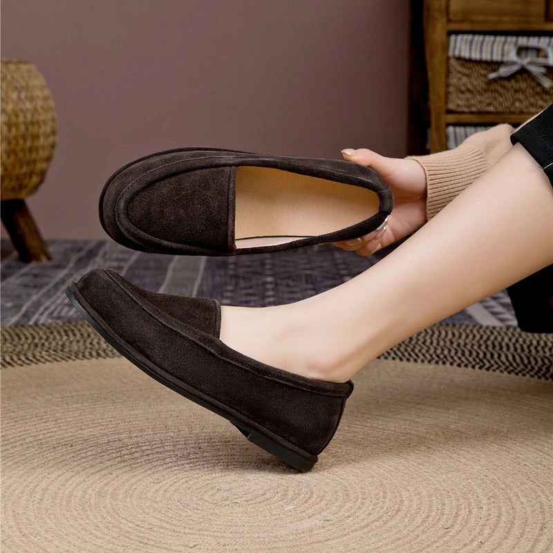Winter Shoes Women's 2026 New Wool One-piece Women's Loafers Low Heel Fashion Casual One-Foot Slip-on Warm Ladies Shoes