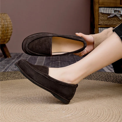 Winter Shoes Women's 2026 New Wool One-piece Women's Loafers Low Heel Fashion Casual One-Foot Slip-on Warm Ladies Shoes