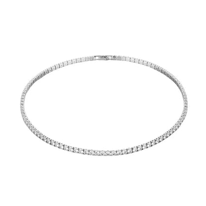 Trendy 4mm Moissanite Cz Tennis Necklace For Women 18K Gold Sparking Rhinestone Choker Chain Wedding Jewelry