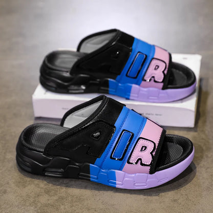 Summer Men Slippers Casual Sandals Platform Bubble Outdoor Beach Sandals Garden Shoes Male Comfortable Home Slides Loafers 39-47