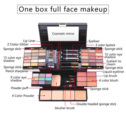 Professional Makeup Set Box Matte Glitter Eyeshadow Foundation Powder Kit Blush Women Multi-functional Palette Cosmetic Case