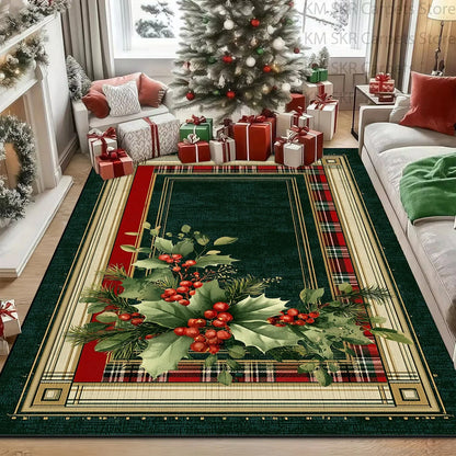 Classic Green Christmas Home Decor Carpet Antiskid Washable Large Rugs for Living Room Soft Fluffy Bedroom Gift Area Big Carpets