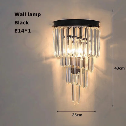 Home Deco Crystal Collection LED Black Gold Chandelier Lighting Lustre Hanging Lamp Suspension Luminaire Lampen For Dinning Room