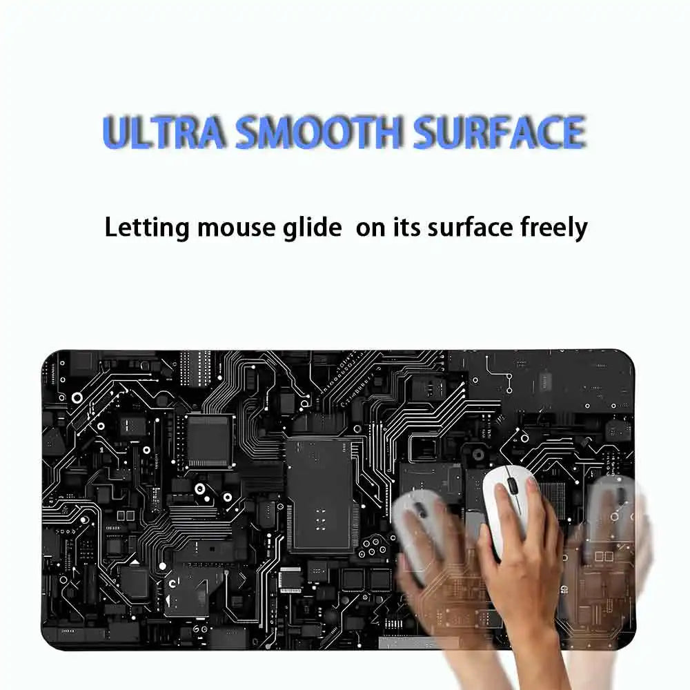 Black Circuit Board Pattern Mouse Pad Large Computer Office Table Mats Rubber Anti-slip Gaming Keyboard Mousepads Long Desk Pads