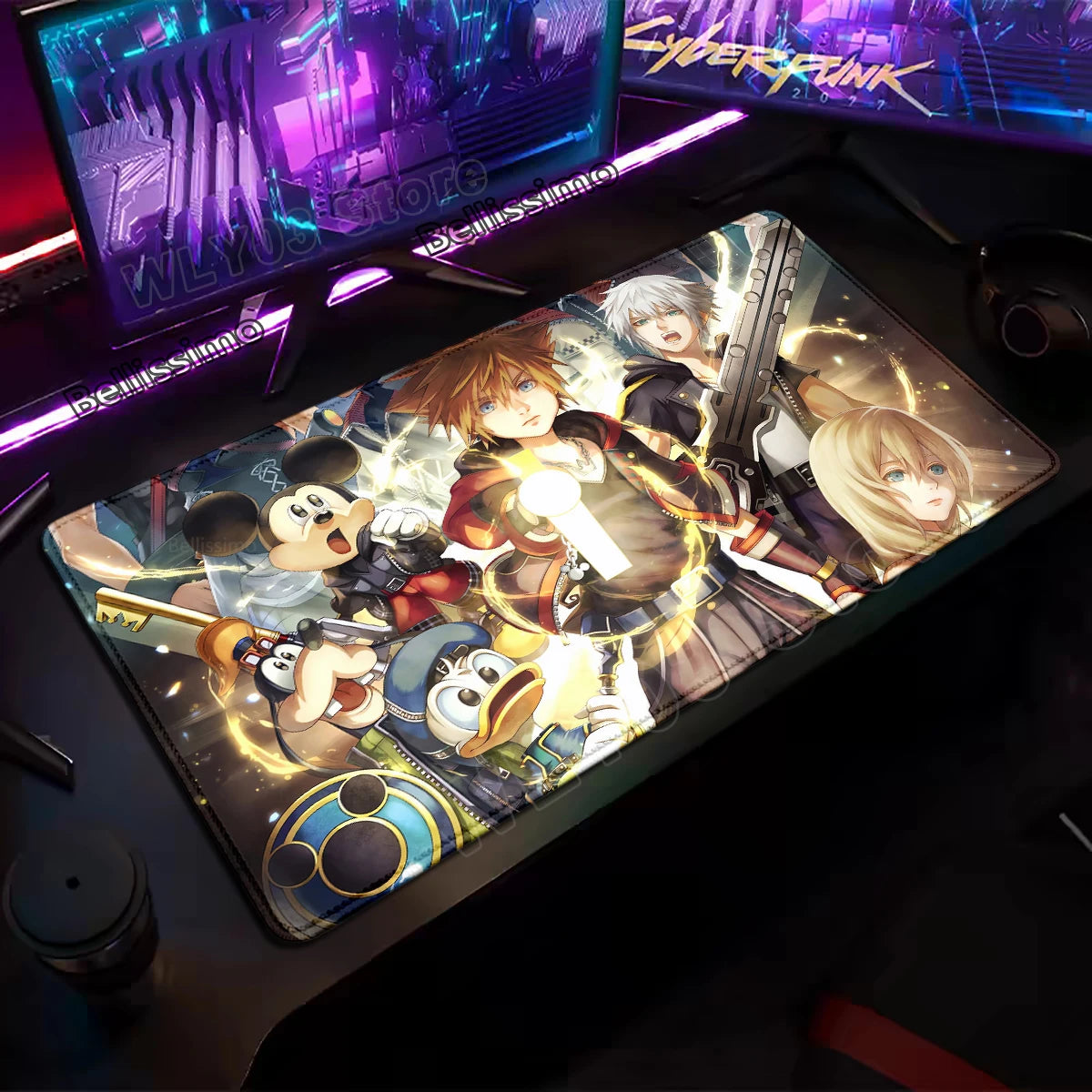 Extended Mouse Pad Anime Black Desk Mat PC K-kingdom H-hearts Keyboard Pad Laptop Gaming Accessories Table Play Mat XXL Mousepad