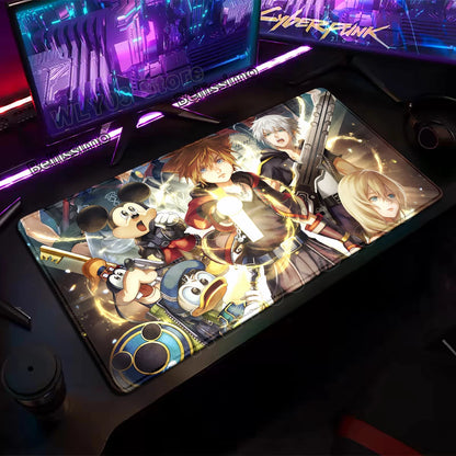 Extended Mouse Pad Anime Black Desk Mat PC K-kingdom H-hearts Keyboard Pad Laptop Gaming Accessories Table Play Mat XXL Mousepad