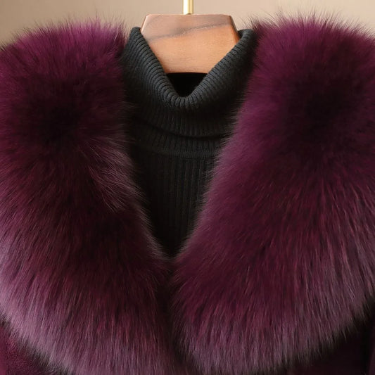 2026 Hot Selling Winter New Style Real Fox Fur Collar High-end Mink Coat Women's Long Real Mink Fur Coat