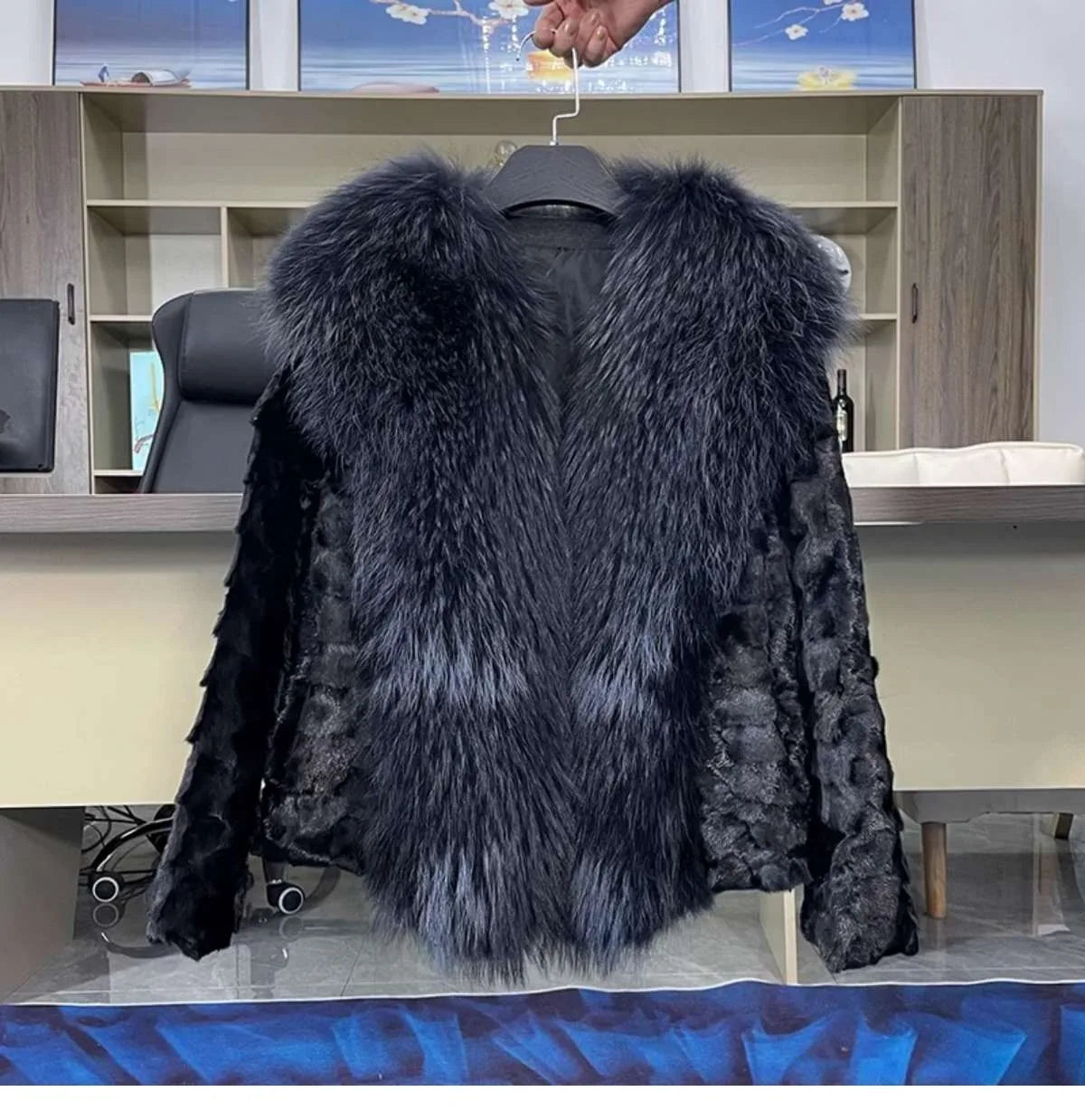 2025 Autumn Winter New Imported Real Mink Fur Coat Women Short Mink Coat High Quality Raccoon Fur Collar Genuine Fur Clothing