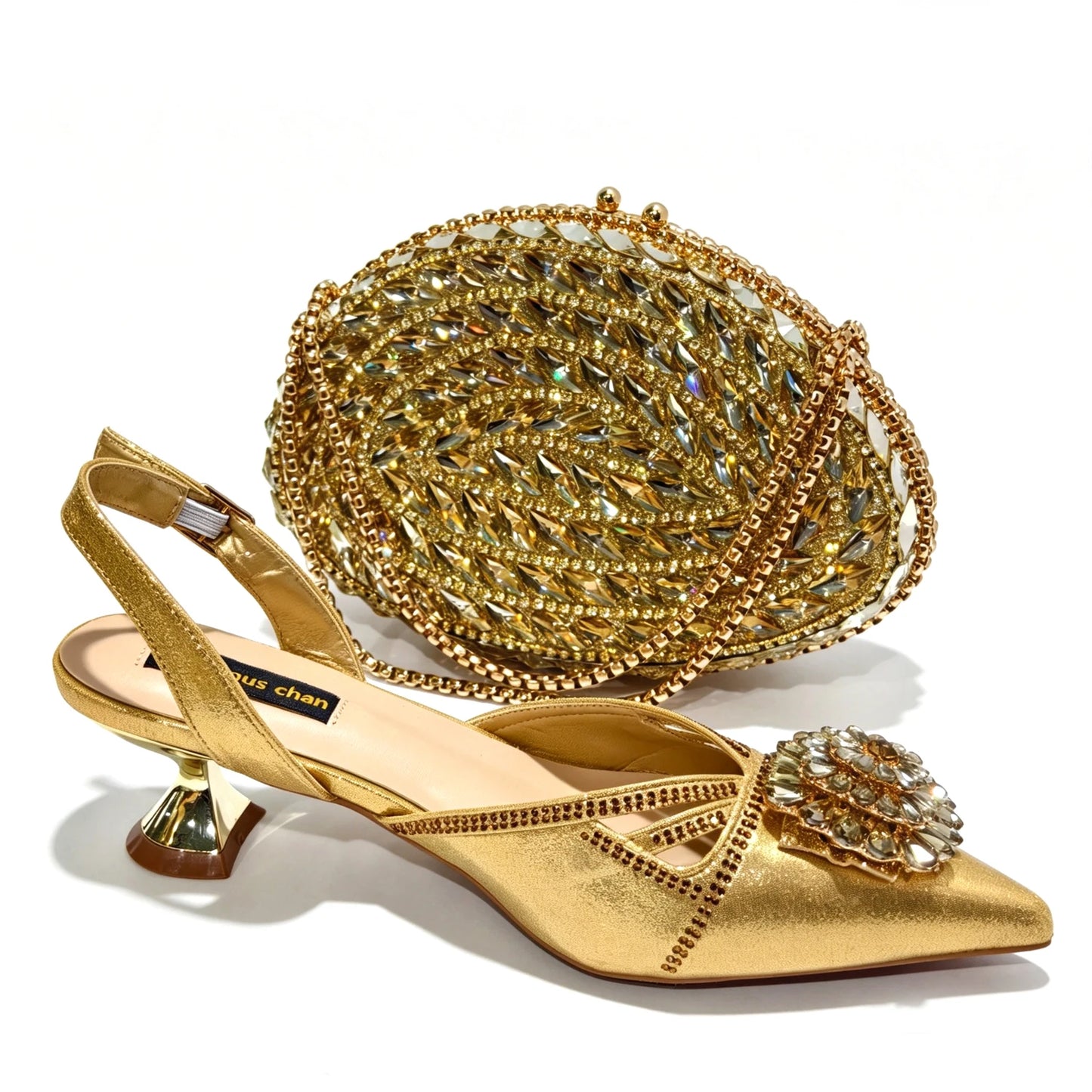 New Shoes and Bags Matching Set Nigerian Women Heel Party for Women green Colour Italian Design Wedding INS Design
