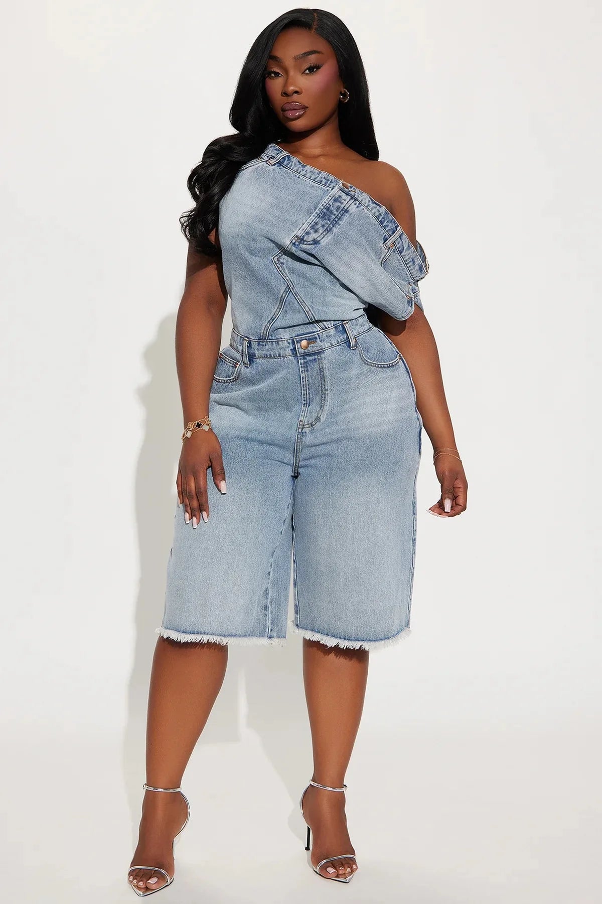 Jumpsuits Women Denim One Piece Short Sleeve Overalls Knee Length Pants Tight Waist Rompers Y2k Streetwear Slash Neck 2026
