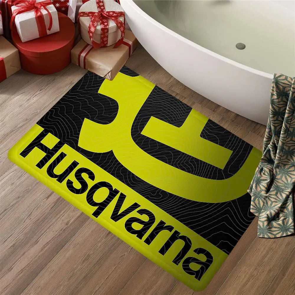 H-Husqvarna Logo Floor Mat INS Style Soft Bedroom Floor House Laundry Room Mat Anti-skid Household Carpets
