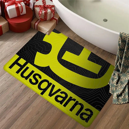 H-Husqvarna Logo Floor Mat INS Style Soft Bedroom Floor House Laundry Room Mat Anti-skid Household Carpets