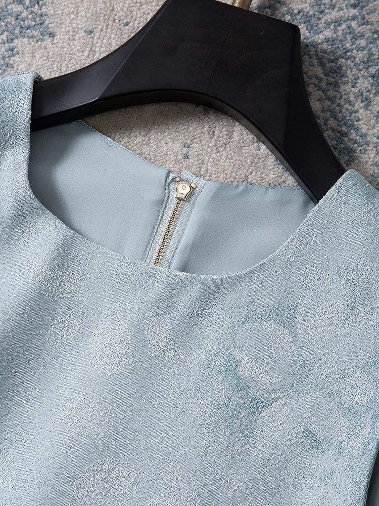 Unique Blue Heavy Beaded Rhinestone Crew Neck Sleeveless A-Line Tank Dress for Women Fall Party Cocktail Evening Luxury Chic