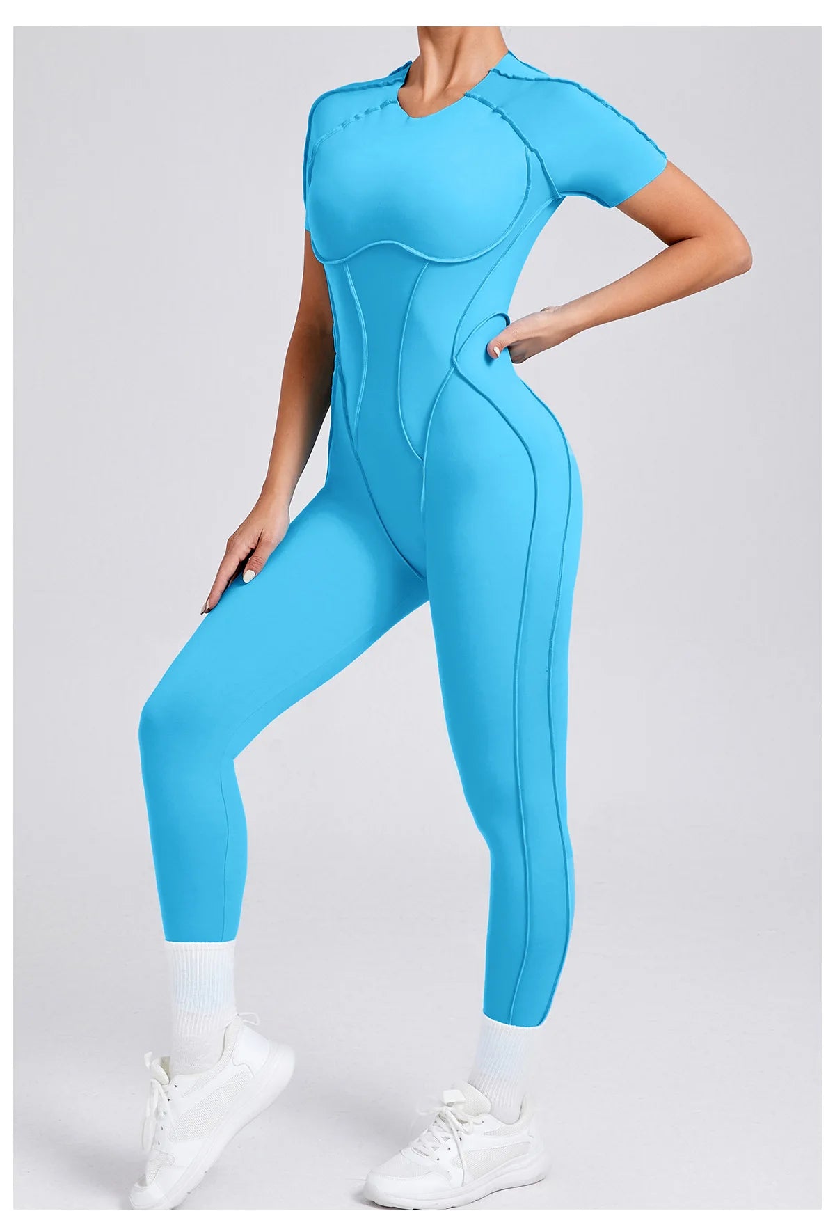 Women's Sports Jumpsuit Kit Yoga Fitness Bodysuit Hip-lifting Open Back Tight High Elasticity Outdoors Gym Workout Sexy Clothes