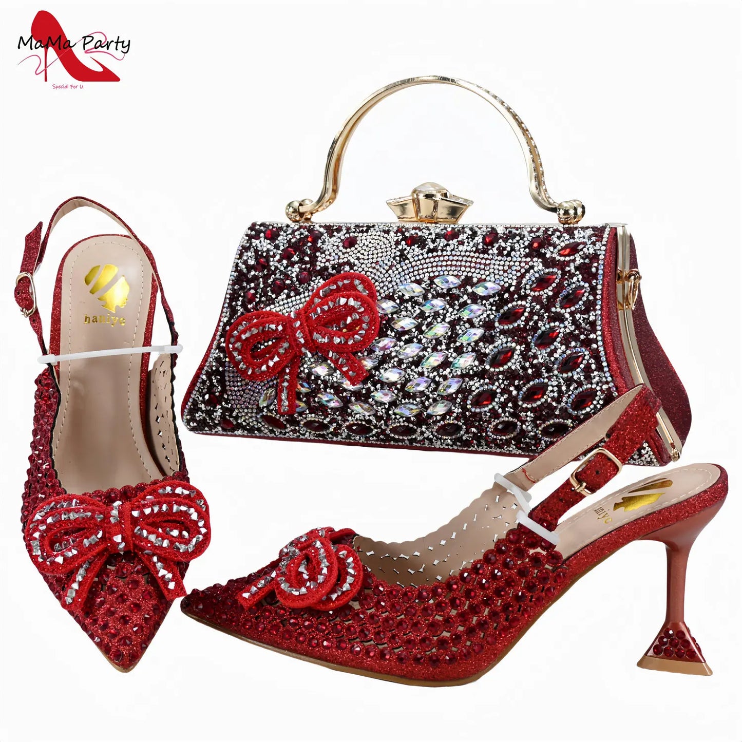 Designer Bag Luxury Ladies High Quality Italian Shoes Matching Bag in Royal Blue Color with Appliques for Wedding Party