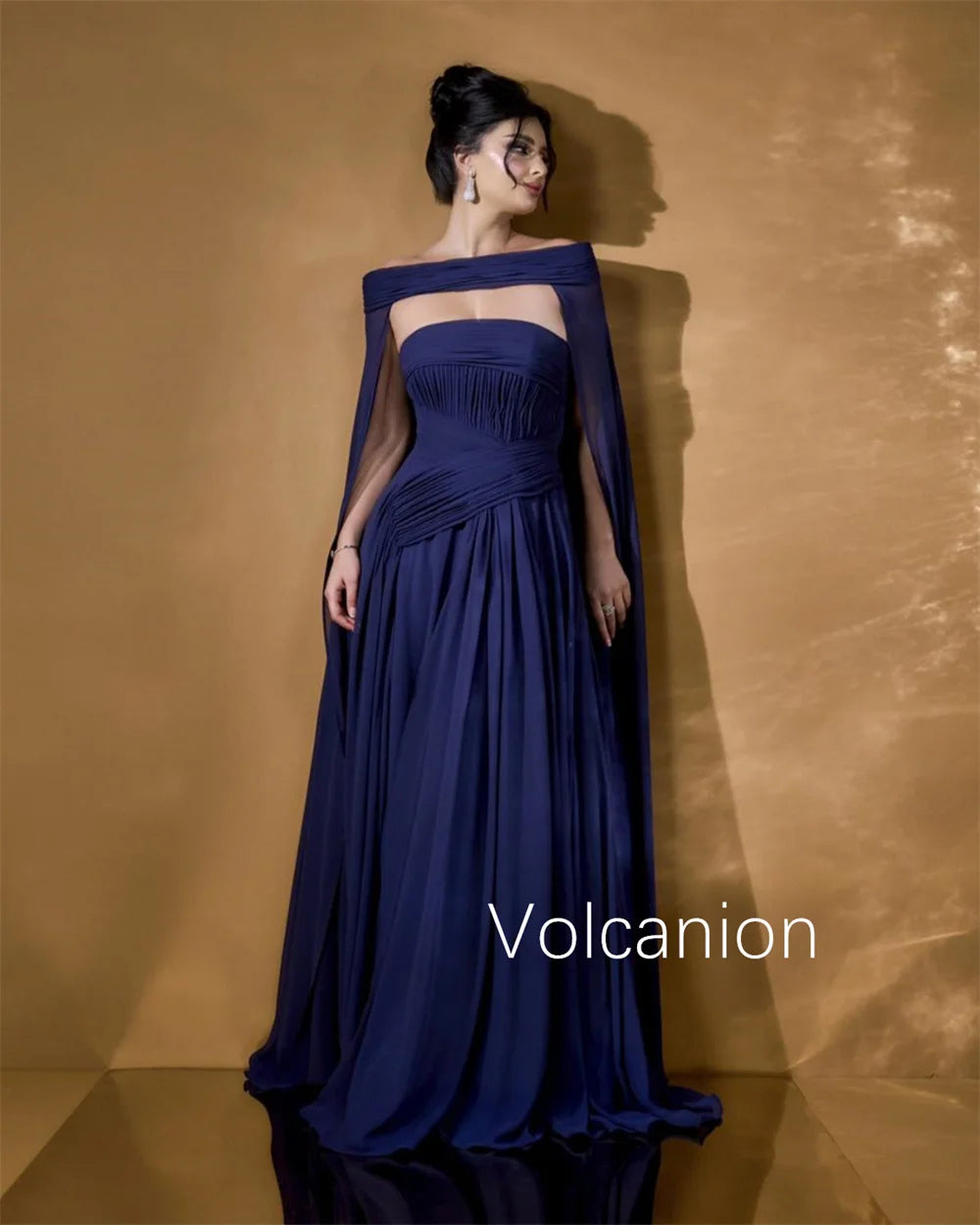 Customized Chiffon Pleat Ribbon A-line Off-the-shoulder Long Dresses Bespoke Occasion Evening Prom Exquisite Formal Simple