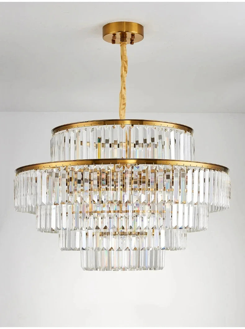 Modern Luxury Crystal Chandelier Gold Ceiling Pendant Lights for Living Room Chandeliers Villa Kitchen Decoration Round Lamp