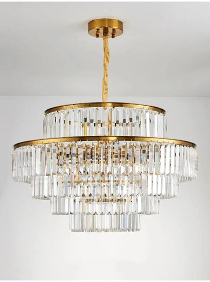 Modern Luxury Crystal Chandelier Gold Ceiling Pendant Lights for Living Room Chandeliers Villa Kitchen Decoration Round Lamp