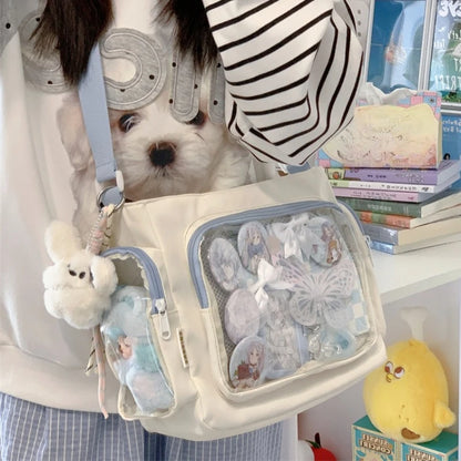 Trendy Transparent Crossbody Bag for Girls Large Capacity Shoulder Bags Fashionable School Style Texture and Versatile Ita Bag