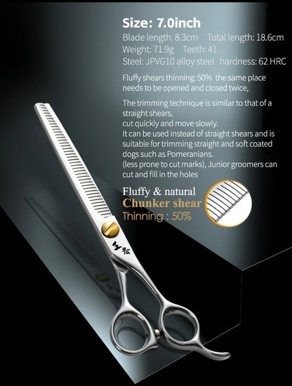 Fenice King Series VG10 Steel 7/7.5/8 Inch Professional Pet Dogs Grooming Scissors Straight Curved Thinnier Chunker Shears Tools