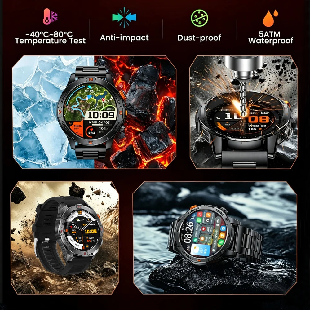 ChiBear Genuine Military Smart Watch Men: 1200 mAh Battery Compass GPS Sports Outdoor Watch Bluetooth Call Smartwatch 2026 New