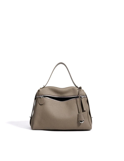 First Layer Cow Leather 33cm Tote Bag Fashionable Women's Bag New Design Large Capacity Soft Portable Shoulder Crossbody Bag