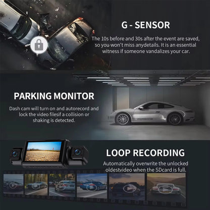 4Ch WiFi Dashcam car camera Black Box Driving DVR FHD 1080P Front Left Right Rear Night Vision Loop Recording Hardwire kit