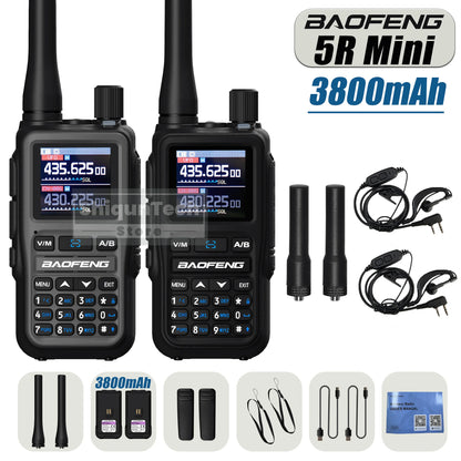 Baofeng UV 5R Mini Walkie Talkie 3800mAh High Capacity Air Band UHF/VHF FM Bluetooth Programming Type-C Camping Radio Upgrade 5R