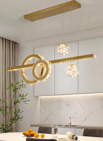 Modern home decoration salon lamps for living room smart crystal Pendant lights dining room indoor lighting