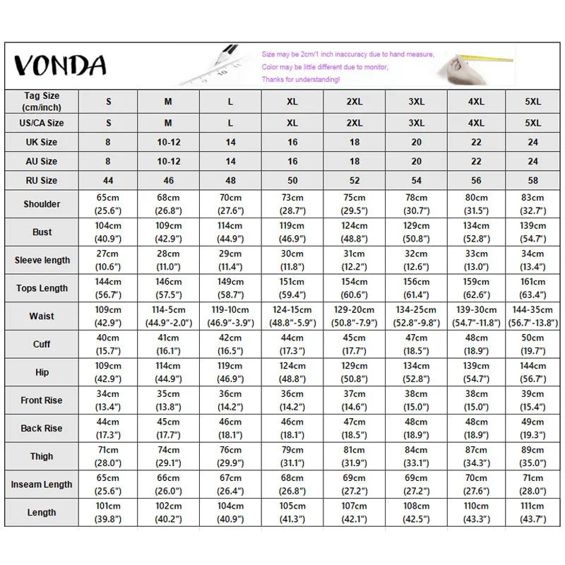 Plus Size VONDA Summer Vacation Style Jumpsuits Women Elegant Solid Color Long Overalls Short Sleeve Elegant Belts Playuits