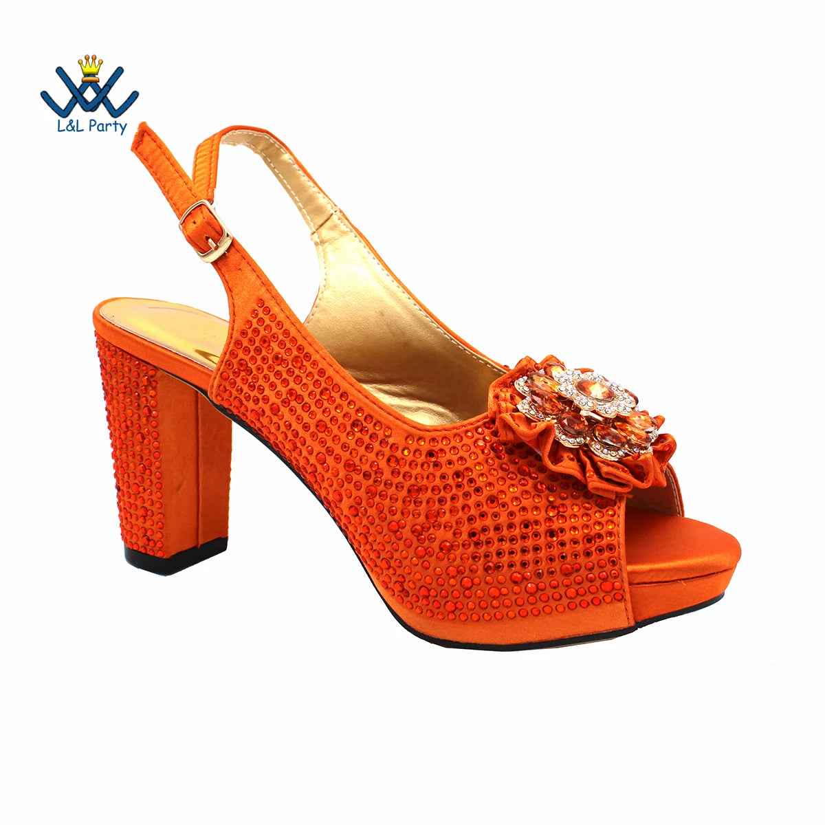 New Design Peep Toe African Spring Autumn Lady Shoes and Bag Set in Gold Color Women Sandal in Wedding