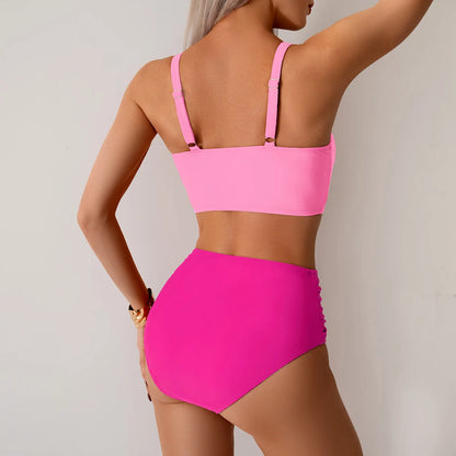 VigoBreviya 2026 Sexy Blue Strapped Swimwear Women High Waist Bikini Set Brazilian Lady Swimsuit Cross Push Up Beach Bath Suit